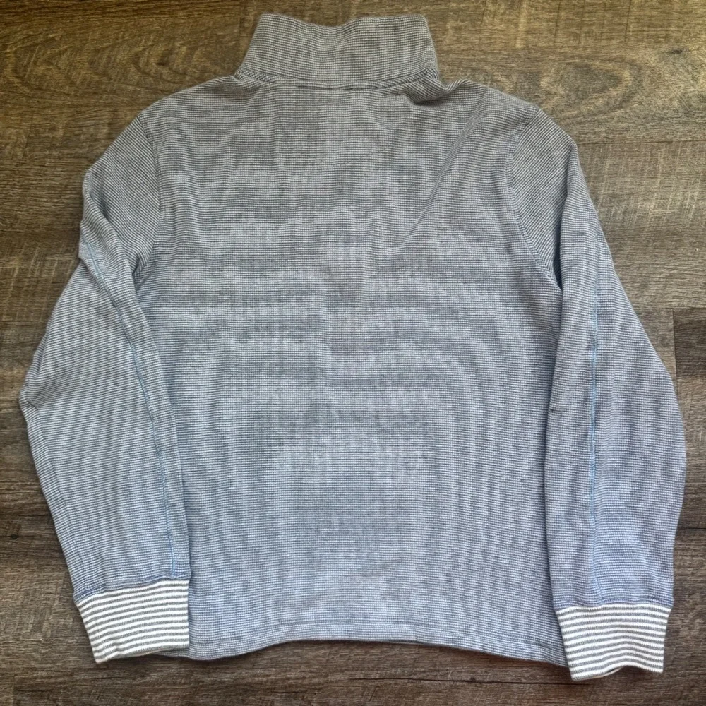 Robert Graham Quarter Zip Pullover Sweater Large Blue Striped Waffle Knit